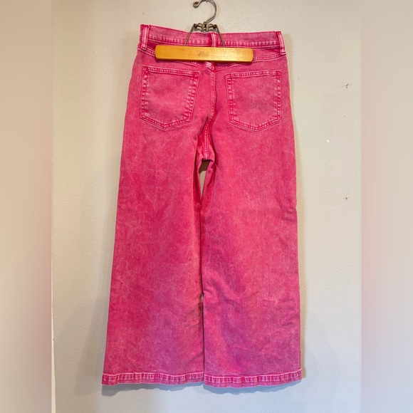 GAP High Rise Wide Leg Jeans Pink Acid Wash Stride Ankle Size 29 - Picture 6 of 7